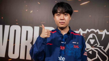 Seo "Kanavi" Jin-hyeok of JD Gaming at the League of Legends World Championship 2023 Swiss Media Day on October 16, 2023 in Seoul, South Korea