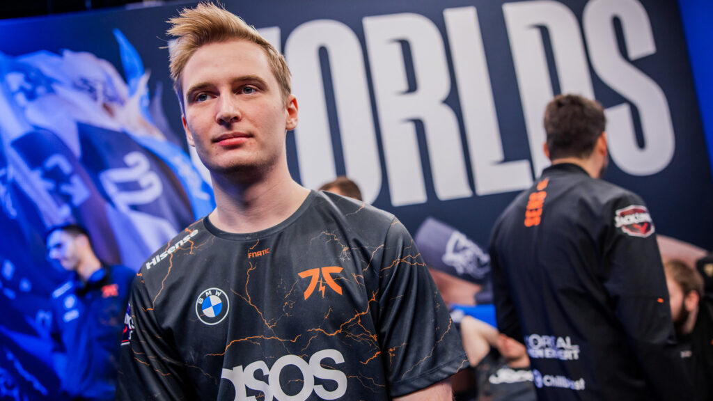 Marek "Humanoid" Brazda of Fnatic prepares to compete at the League of Legends World Championship Groups Stage on October 7, 2022 in New York City