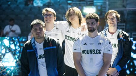 nouns roster at The International 2023: From left to right: K1, Gunnar, Yamsun, Lelis, and Moo
