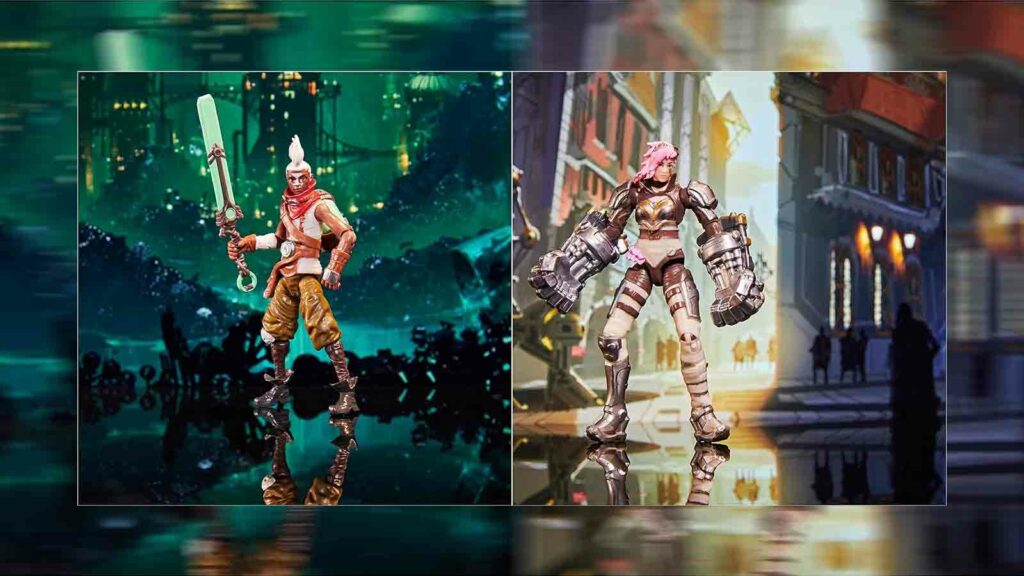 Paquete de ciudades duales de League of Legends con figuras coleccionables exclusivas de Jinx, Heimerdinger, Vi, Caitlyn y Ekko