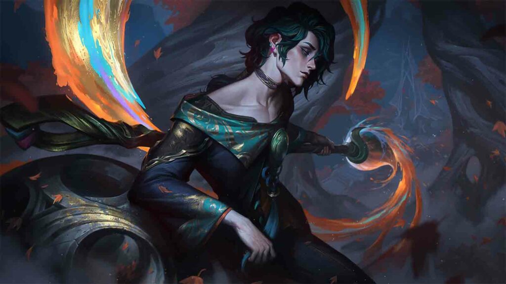 League of Legends mage champion Hwei official wallpaper splashart