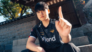 Lee "Gumayusi" Min-hyeong of T1 at the League of Legends World Championship 2023 Swiss Features Day on October 16, 2023 in Seoul, South Korea.