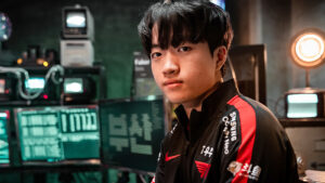Ryu "Keria" Min-seok of T1 poses at the League of Legends - Mid-Season Invitational Features Day on May 7, 2022 in Busan, South Korea.
