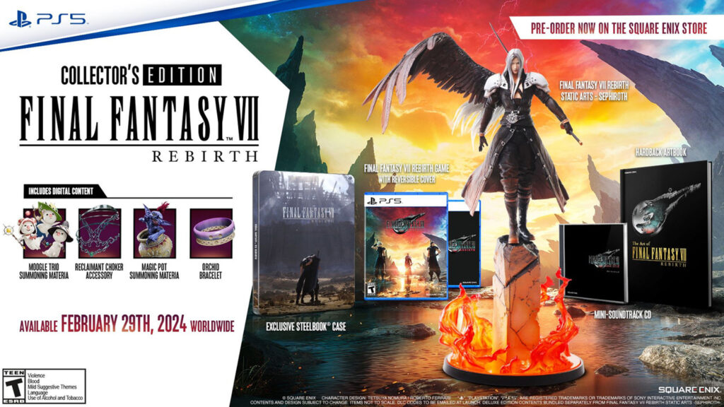 Conjunto completo de la edición de coleccionista de Final Fantasy 7 Rebirth