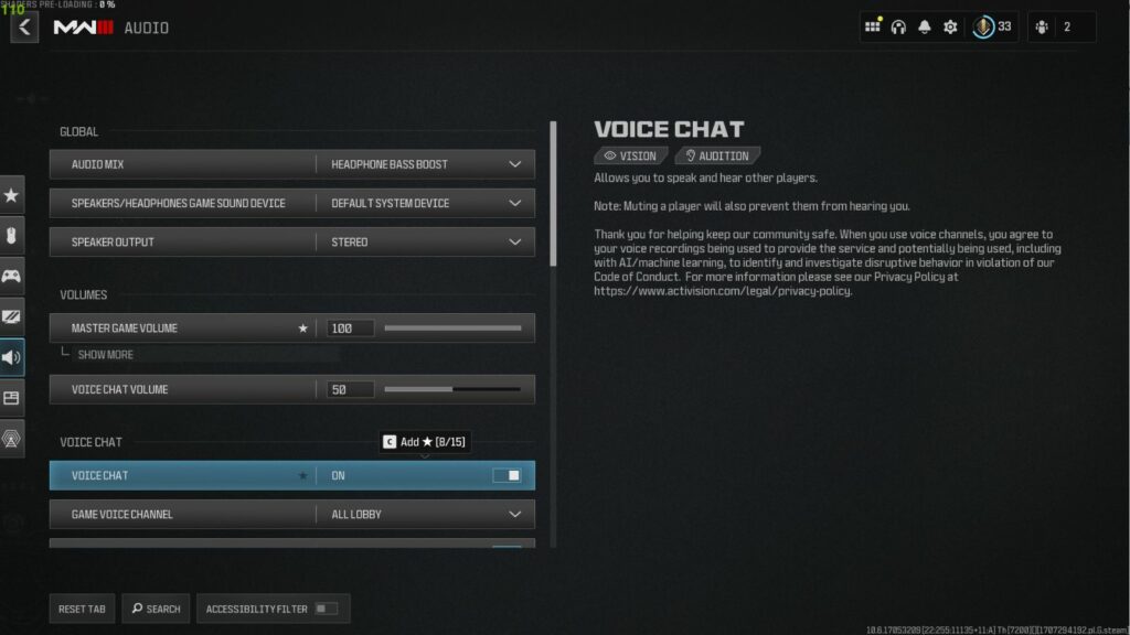 Servicio de voz MW3 no disponible, error en chat de voz