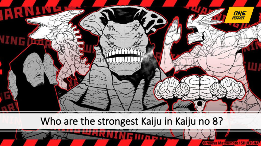 El Kaiju más fuerte en Kaiju #8, con Kaiju #9, 14, 10, 15 y 11.