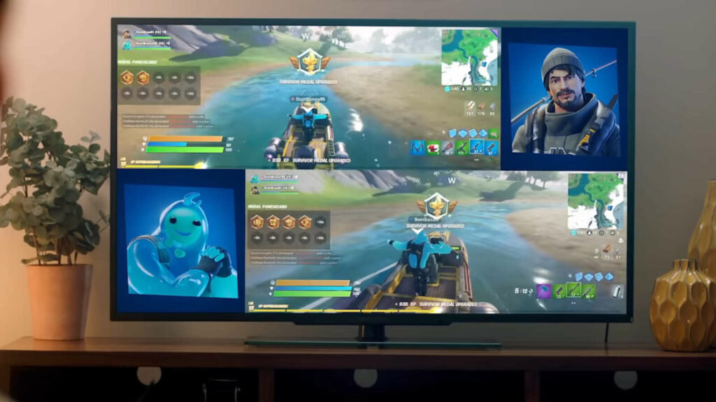 Écran partagé Fortnite sur une télé