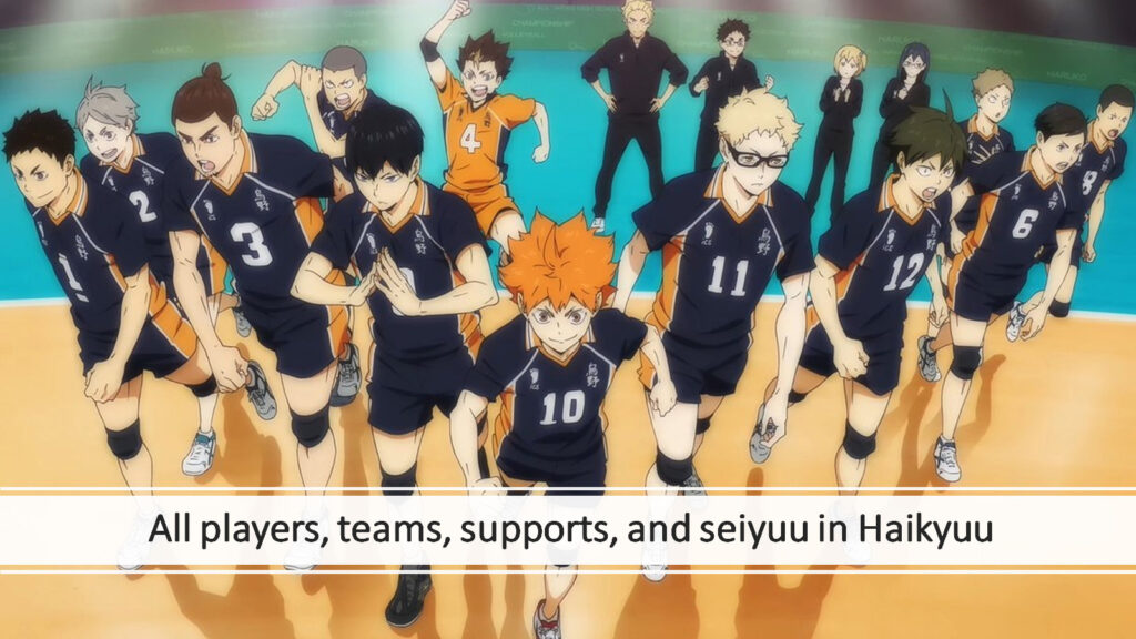 Haikyuu characters that are part of the Karasuno High Men's Volleyball team including all players and coaches