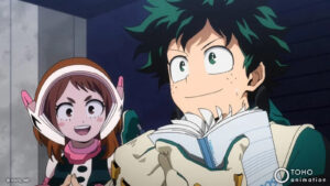 My Hero Academia Izuku Midoriya and Ochao Uraraka in Season 5 of the anime