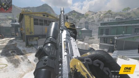 Longbow sniper rifle in Call of Duty Modern Warfare 3 in-game screenshot on Quarry map