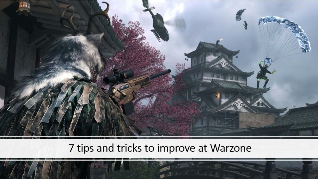 Sniper operator in Call of Duty Warzone with link to article on 7 tips and tricks to improve in the game
