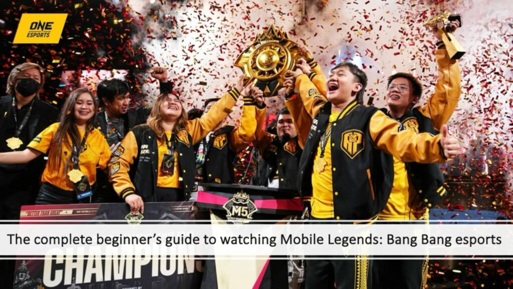 Guía completa para principiantes para ver Mobile Legends: artículo de Bang Bang Esports con foto de AP Bren ganando el Campeonato Mundial M5.