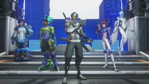 Overwatch 2 heroes Mei, Lucio, Genji, D.Va and ECHO