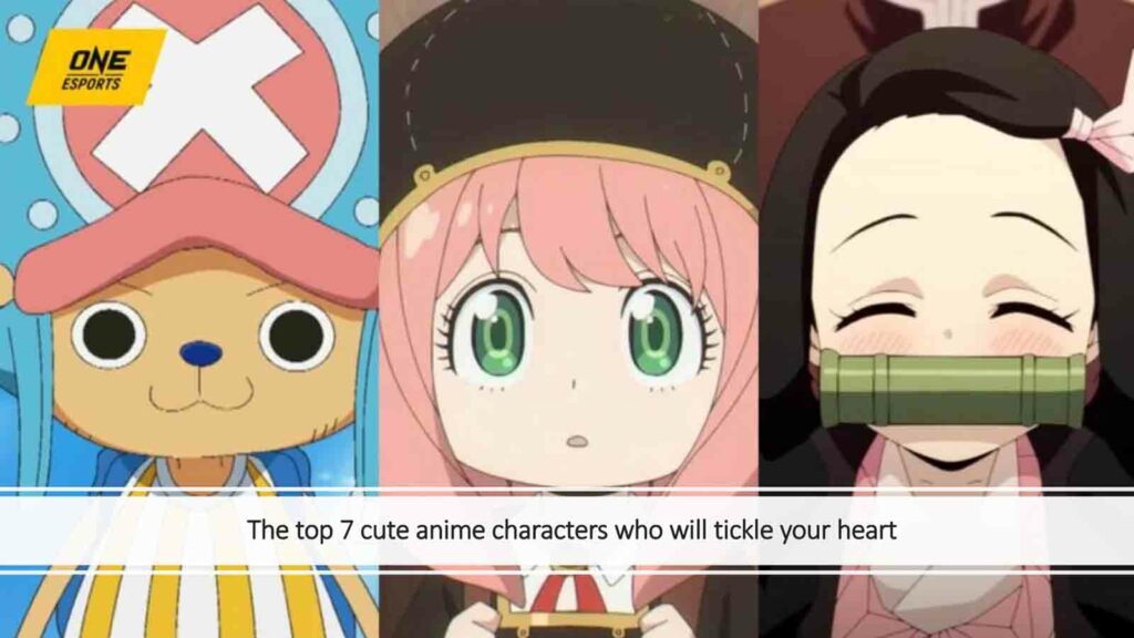 Chopper de One Piece, Anya de Spy x Family y Nezuko de Demon Slayer en la imagen de ONE Esports presentada para el artículo "Los 7 mejores personajes de anime lindos que te harán cosquillas en el corazón"