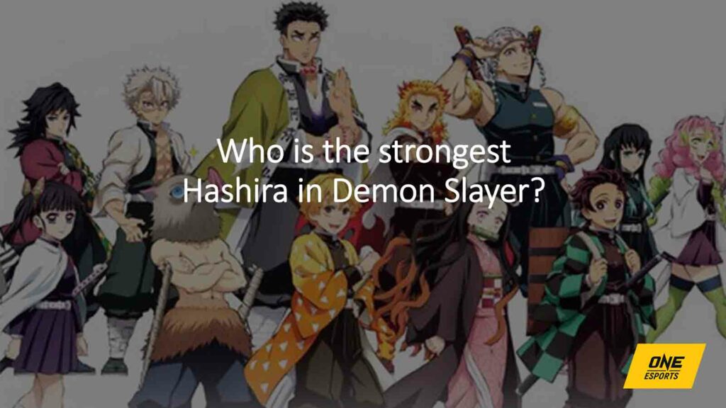 Todo Demon Slayer hashira y sus personajes principales en la imagen de ONE Esports presentada en el artículo "¿Quién es la Hashira más fuerte en Demon Slayer?"