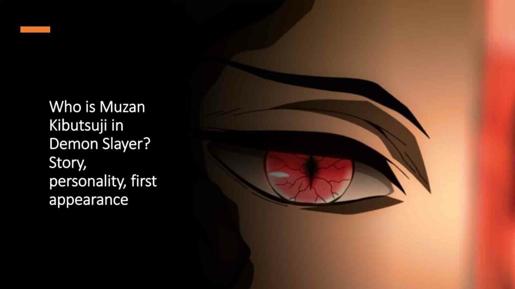 Primer plano del ojo derecho rojo de Muzan Kibutsuji en la imagen destacada del artículo de ONE Esports "¿Quién es Muzan Kibutsuji en Demon Slayer?  Historia, personalidad, primera aparición."