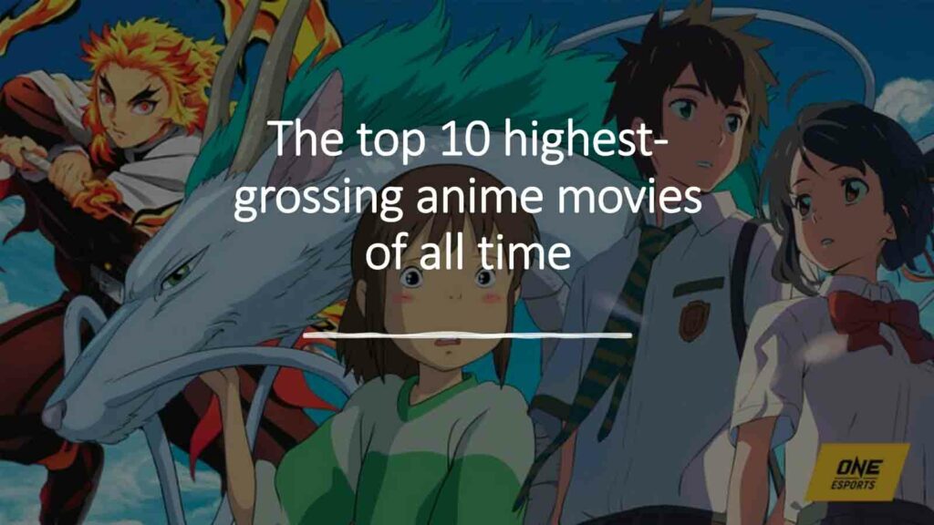 Kyojuro Rengoku of Demon Slayer, Spirited Away and Mitsuha Miyamizu and Taki Tachibana of Your Name in ONE Esports submitted an image for the article "Top 10 highest grossing anime movies of all time"