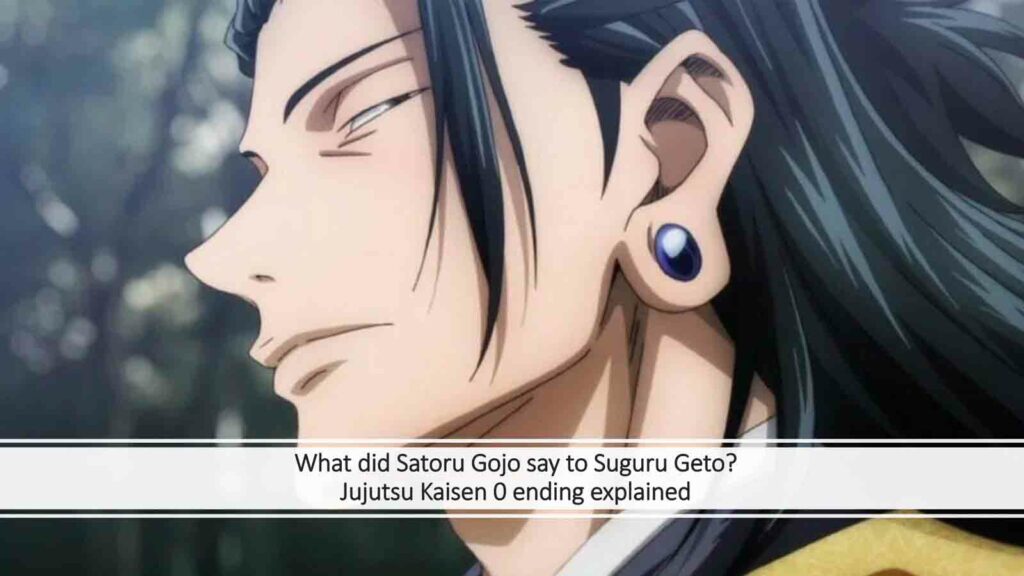 Suguru Geto giving a side eye in Jujutsu Kaisen 0, a ONE Esports featured image for article "What did Satoru Gojo say to Suguru Geto? Jujutsu Kaisen 0 ending explained"