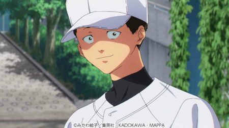Taro Yamada smiling faintly in Oblivion Battery episode 3 official still by MAPPA