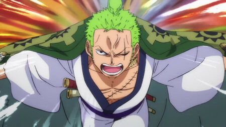 One Piece character Zoro in motion