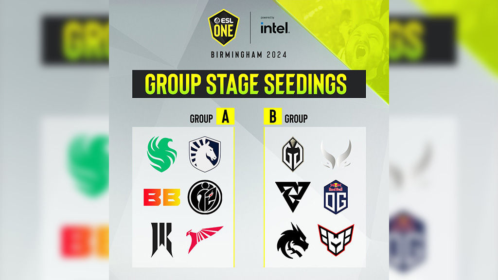 The seedings for the ESL One Birmingham 2024 Group Stage