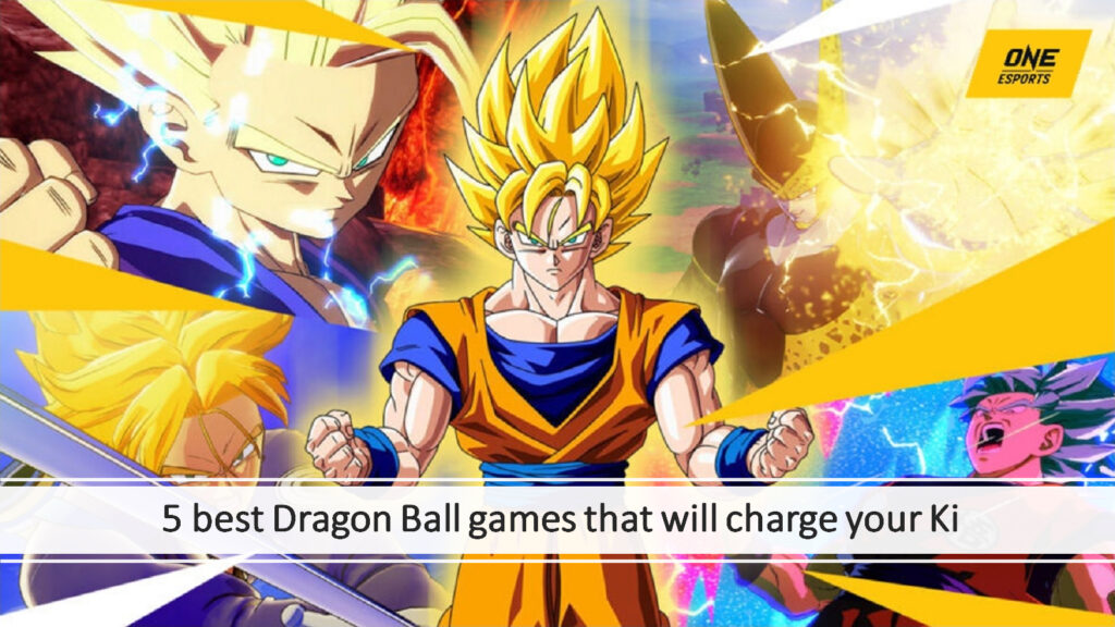 Los protagonistas de Dragon Ball, Super Saiyan Son Goku, Super Saiyan Future Trunks y Super Saiyan Gohan en ONE Esports, presentaron una imagen sobre los 5 mejores juegos de Dragon Ball