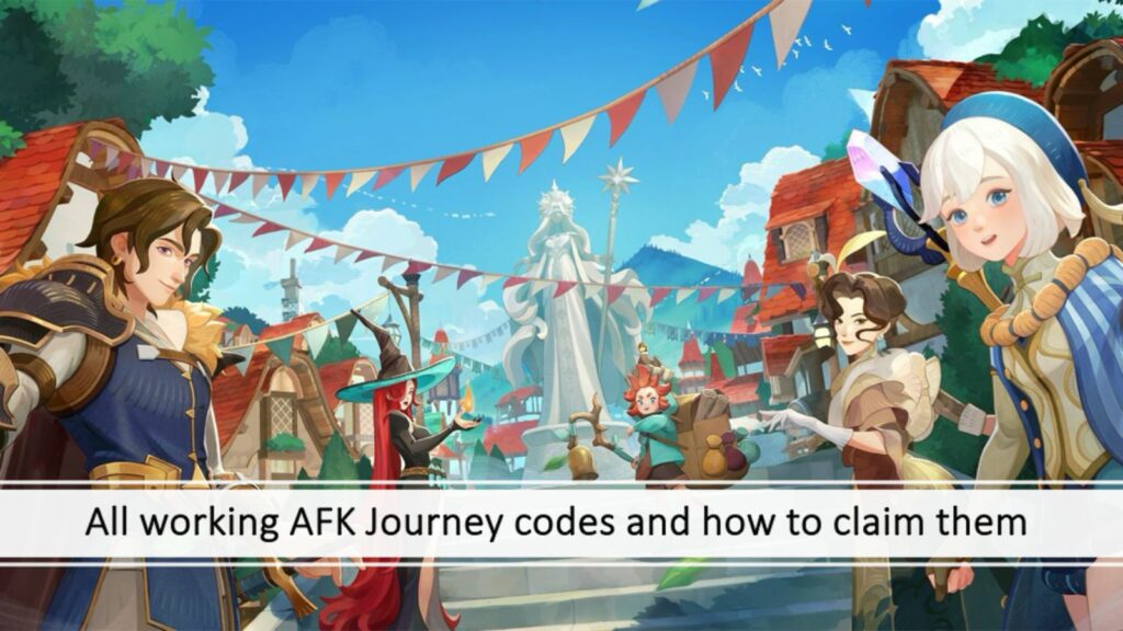 All working AFK Journey codes and how to claim them article by ONE Esports and a background of AFK Journey characters