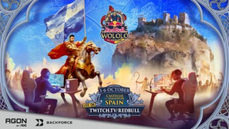 Two players battle in an Age of Empires game in Red Bull Wololo El Reinado poster