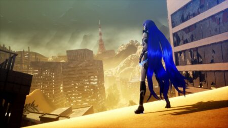 Shin Megami Tensei V Vengeance gameplay, a character standing in front of the desolated Da'at.