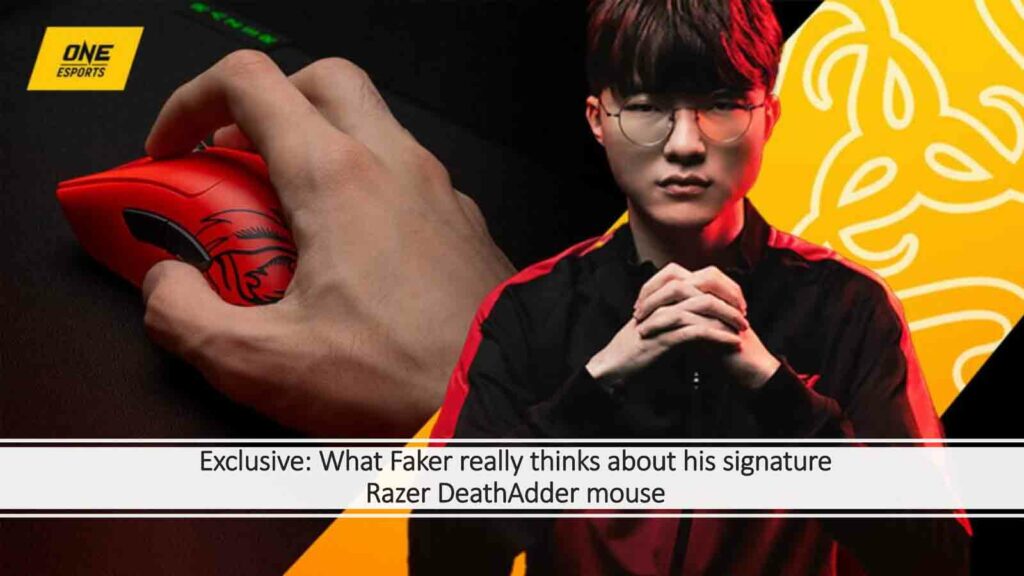 Faker and his Razer Death Adder V3 Pro Faker Edition mouse in ONE Esports featured image for article "Exclusive: What Faker really thinks about his signature Razer DeathAdder mouse"