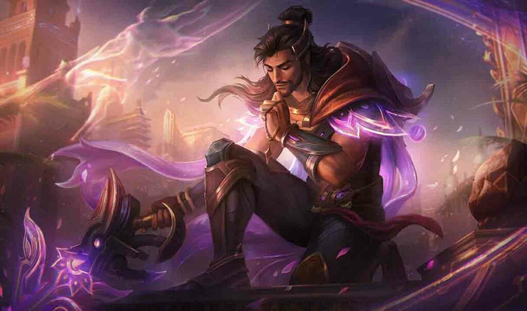 Three Honors Akshan skin splashart official wallpaper