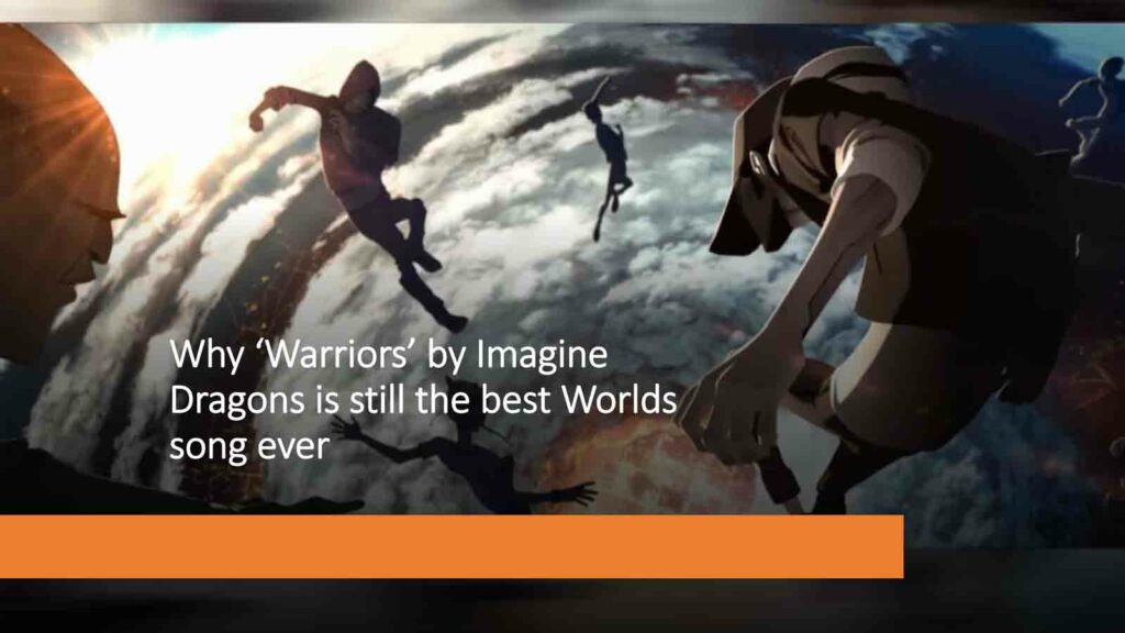 Captura de pantalla del vídeo musical de Warriors Worlds 2014, una imagen destacada para el artículo de ONE Esports "Por qué 'Warriors' de Imagine Dragons sigue siendo la mejor canción del mundo de todos los tiempos"