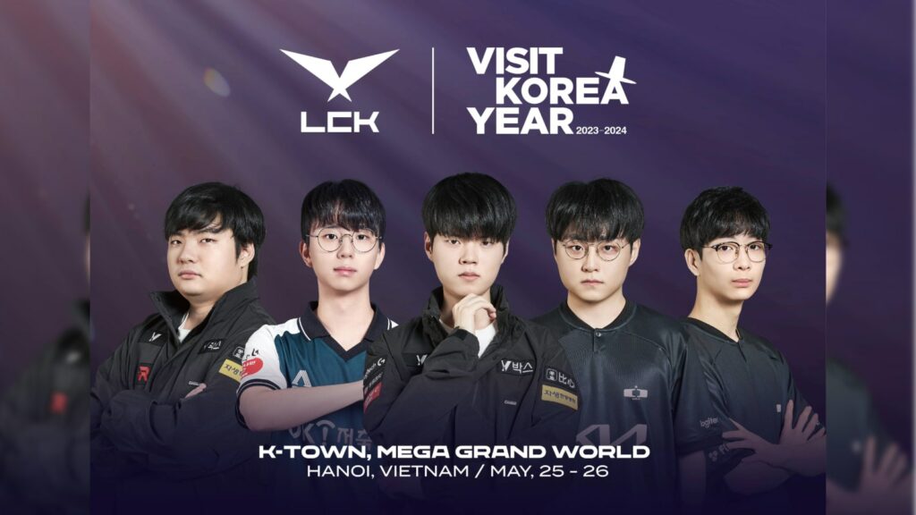 LCK players BeryL, Deft, Showmaker, Lucid, and Morgan at Korea Travel Festa 2024