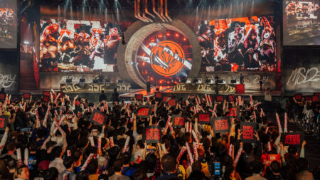 Fans in the audience at the League of Legends - Mid-Season Invitational Finals on May 21 2023 in London, England.