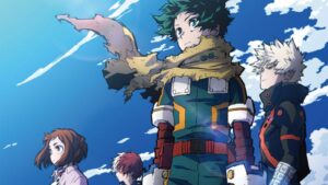 My Hero Academia movies Deku (Midoriya), Bakugo, and Shoto