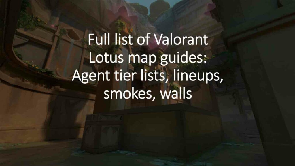 Lista completa de guías de mapas de Valorant Lotus: listas de niveles de agentes, listas, bombas de humo, muros