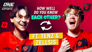 ONE Esports' featured image of Sentinels' Tyson "TenZ" Ngo and Jordan "Zellsis" Montemurro showing them in an exclusive teammate quiz challenge on YouTube