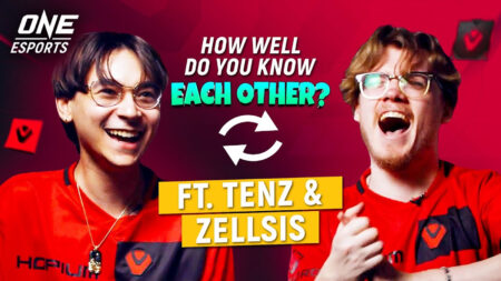 ONE Esports' featured image of Sentinels' Tyson "TenZ" Ngo and Jordan "Zellsis" Montemurro showing them in an exclusive teammate quiz challenge on YouTube