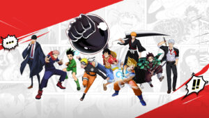 Jump Assemble official key art featuring Jujutsu Kaisen's Yuji Itadori, Hunter x Hunter's Gon Freecss, Naruto's Naruto Uzumaki, One Piece's Monkey D. Luffy, Dragon Ball's Son Goku, Bleach's Ichigo Kurosaki, Demon Slayer's Tanjiro Kamado, Undead Unlock's Andy, and Mashle's Mash Burnedead