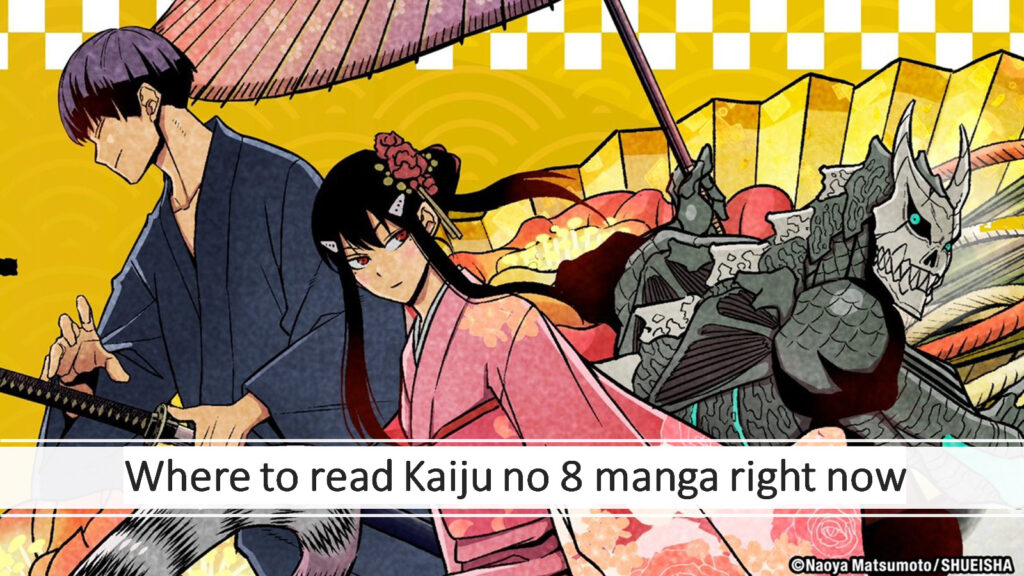 Los personajes del manga Kaiju #8 Kafka Hibino, Soshiro Hoshina y Mina Ashiro vistos en la imagen destacada de ONE Esports para el artículo “Dónde leer Kaiju #8 Manga”