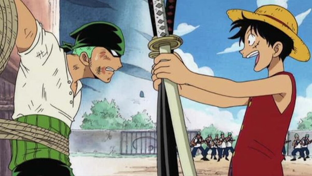 Luffy reparte las dos katanas de Zoro