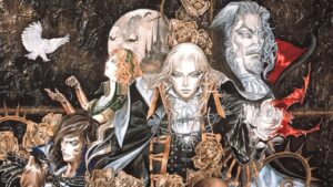 Castlevania Symphony of the Knight art featuring Alucard, Richter, Maria, and Dracula