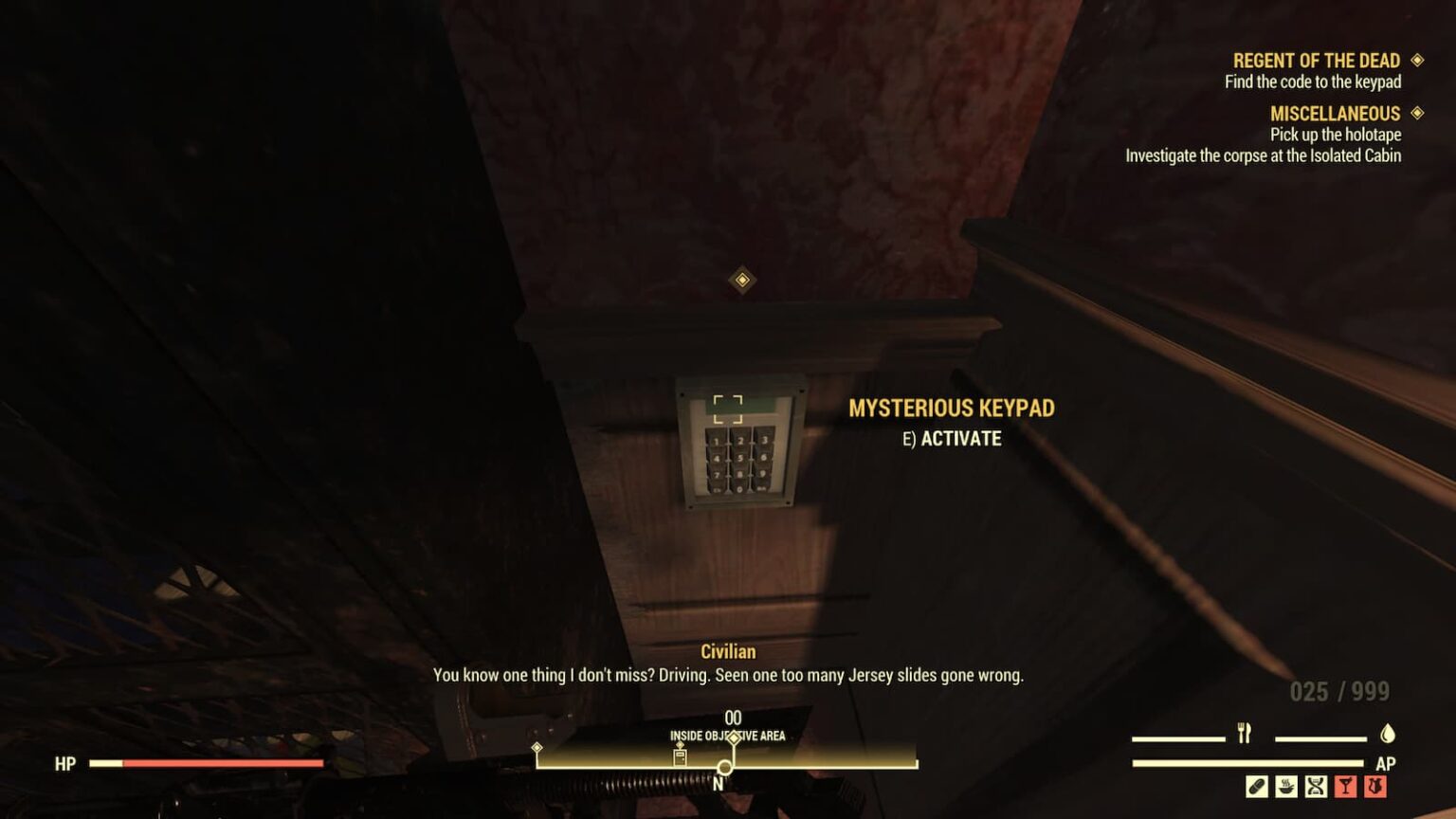 Fallout 76 regent of the dead mysterious keypad code one esports