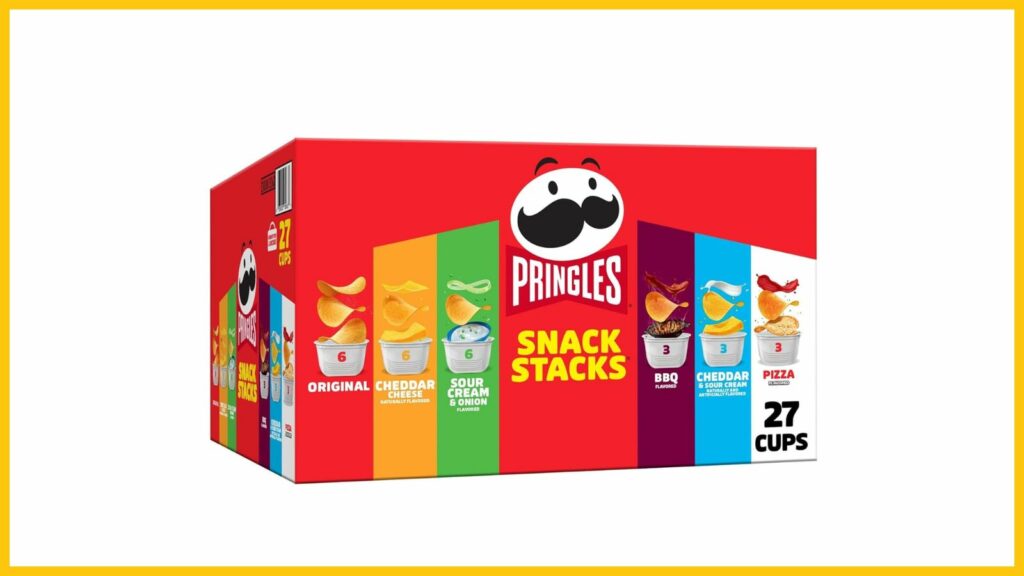 Patatas fritas Pringles, pilas de refrigerios, refrigerios para el almuerzo