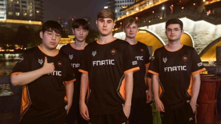 Fnatic during MSI Play-Ins features day in Chengdu, China on April 28, 2024. (Photo by Colin Young-Wolff/Riot Games)