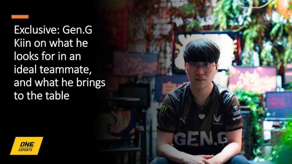 Gen.G top laner Kiin sitting down posing in MSI 2024 featured photoshoot, a ONE Esports image for article "Exclusive: Gen.G Kiin on what he looks for in an ideal teammate, and what he brings to the table"