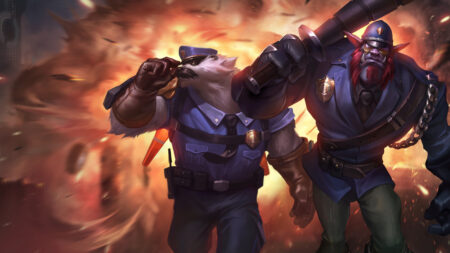 Splash art for Captain Volibear and Constable Trundle skins in League of Legends