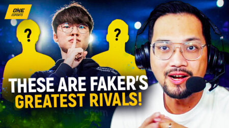 Lee "Faker" Sang-hyeok in ONE Esports' image for the Samsung Weekly Video featuring his greatest rivals
