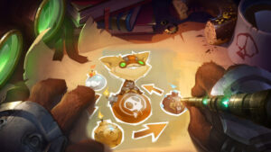 An illustration of the champion Ziggs and his bombs in League of Legends