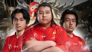 Red Giants Esports players in MPL MY Season 13 playoffs, Kramm, YumS, and Innocent.
